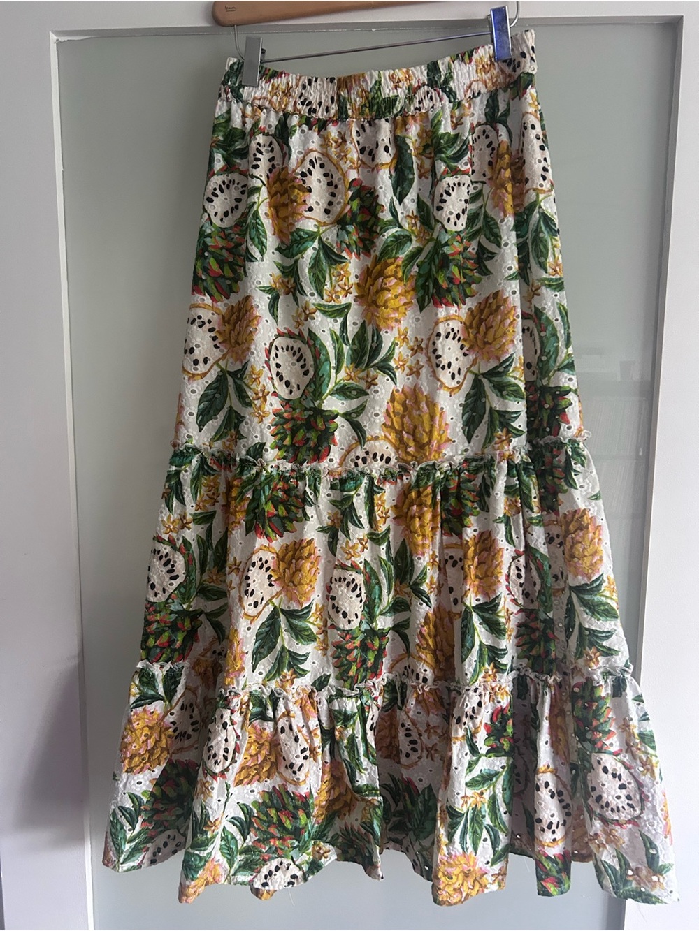 Philosophy Maxi Skirt with Yellow & Green Dragonfruit Print